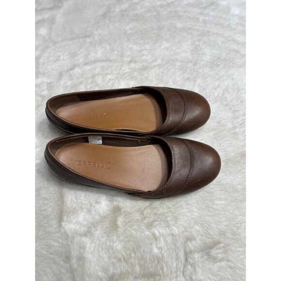 Merrell dark brown earth leather ballet slip on shoe womens size  7 - Picture 6 of 7